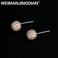 WEIMANJINGDIAN высокое качество кубического циркония Кристалл шарик из кубического диоксида циркония серьги гвоздики для женщин в серебряном или золотом цветах