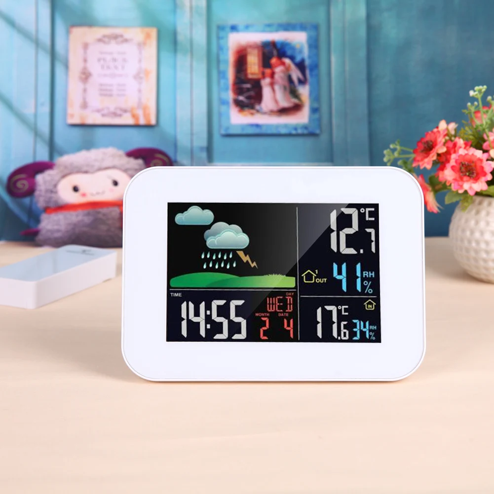 433MHz LCD RF Indooor Wireless Forecast Weather Station Thermometer Hygrometer Temperature Humidity Tester Alarm Clock 433MHz LCD RF Indooor Wireless Forecast Weather Station Thermometer Hygrometer Temperature Humidity Tester Alarm Clock