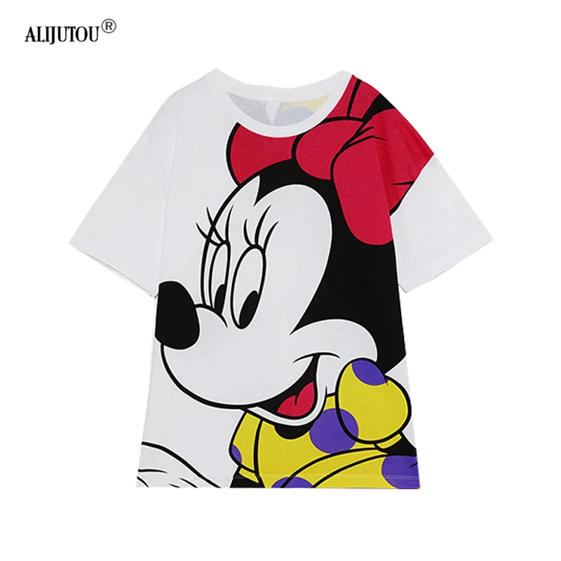 Zaraing 2019 New Cute Cartoon Mickey Mouse T Shirts For Women Elegant Harajuku Minnie T Shirt Girl Casual Tops Female Print Tees