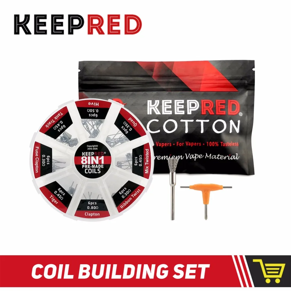 

KEEPRED 8 in 1 Premade Coils Wire with Vape Cotton VS Demon Killer Cotton fused clapton Wire Coils for OBS ENGINE RTA