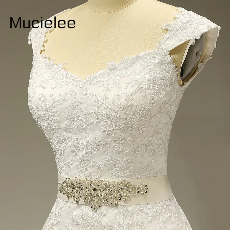Pearls Sashes Elegant Mermaid Lace Wedding Dress