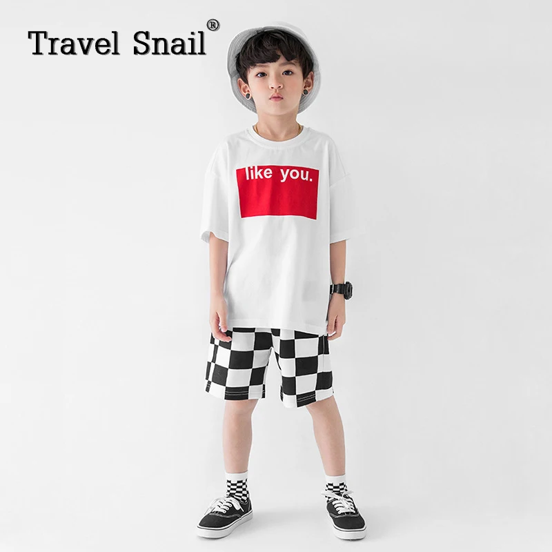 

Travel snail 3-9 year boys t-shirts or shorts for kids clothes children t shirt for boys clothes sets 2018 Summer New cotton