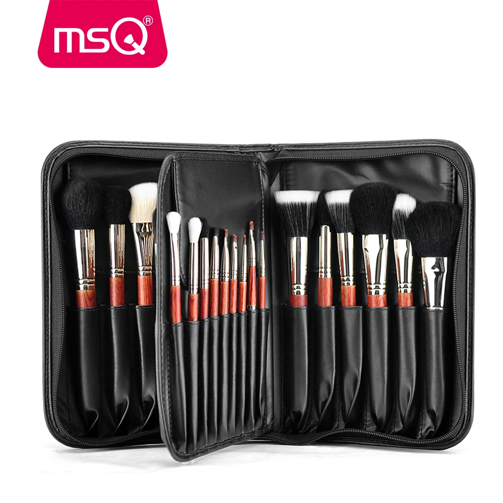 

MSQ Pro 29pcs Makeup Brushes Set Foundation Powder Eyeshadow Make Up Brush Kit Copper Ferrule Animal Hair With PU Leather Case
