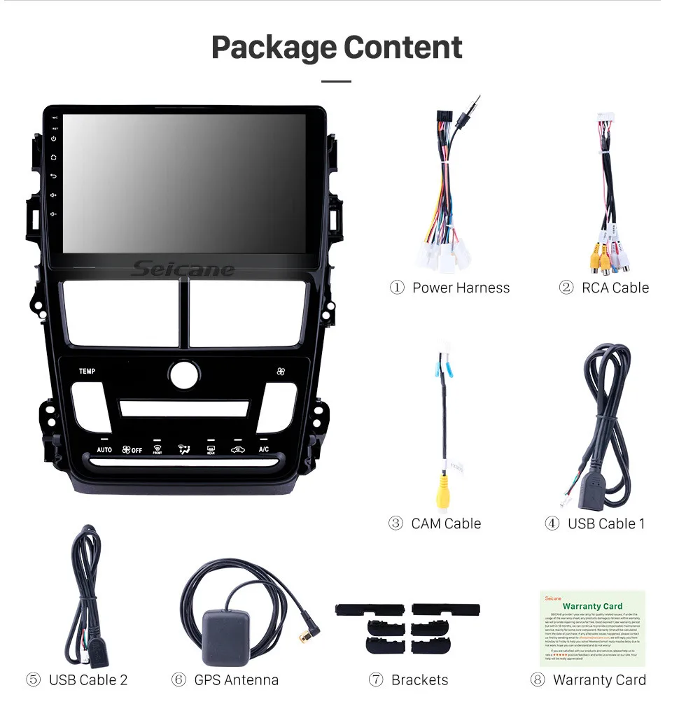 Sale Seicane Stereo 9" HD Android 8.1 Auto Radio GPS 2Din Navi for Toyota Vios 2018 Auto Air Conditioner Touchscreen WIFI Bluetooth 18