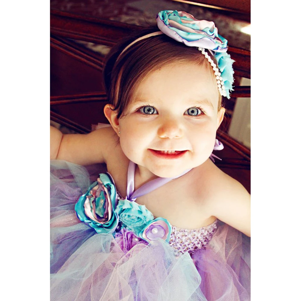 Aqua Voile Princess Ariel Flower Girl 1st Birthday Party Dress Alice in Children's Wonderland Costumes for Halloween Tutu Dress (1)