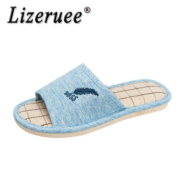 Us 11 01 34 Off Lizeruee Flax Funny Men Slippers Linen Home Shoes Indoor Pantufas Bedroom Soft Slippers Home Men Chaussons Zapatillas Casa Cs260 In