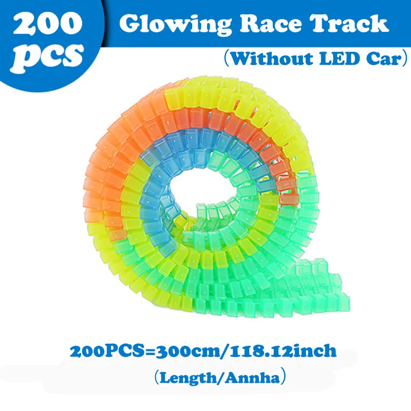 Волшебный светящийся гоночный гибкий трек для игры изгиб светящийся в темноте Электронный светильник гоночный автомобиль трек DIY игрушки детские игрушки для b - Цвет: 200pcs Tracks