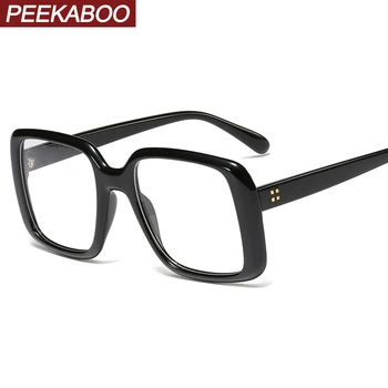 

Peekaboo black big glasses for women trend accessories clear lens square eyeglasses for men oversized decoration gifts