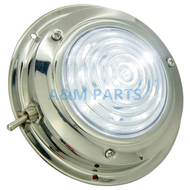 LED Dome Light With Switch 12V Boat Caravan Marine RV Cabin Interior