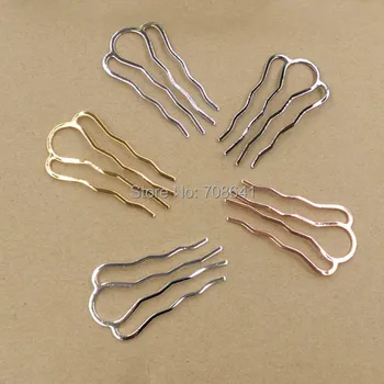 

Multi-color Plated Iron Metal Blank 4 teeth Hairwear Hair Combs DIY Settings Findings Wholesale