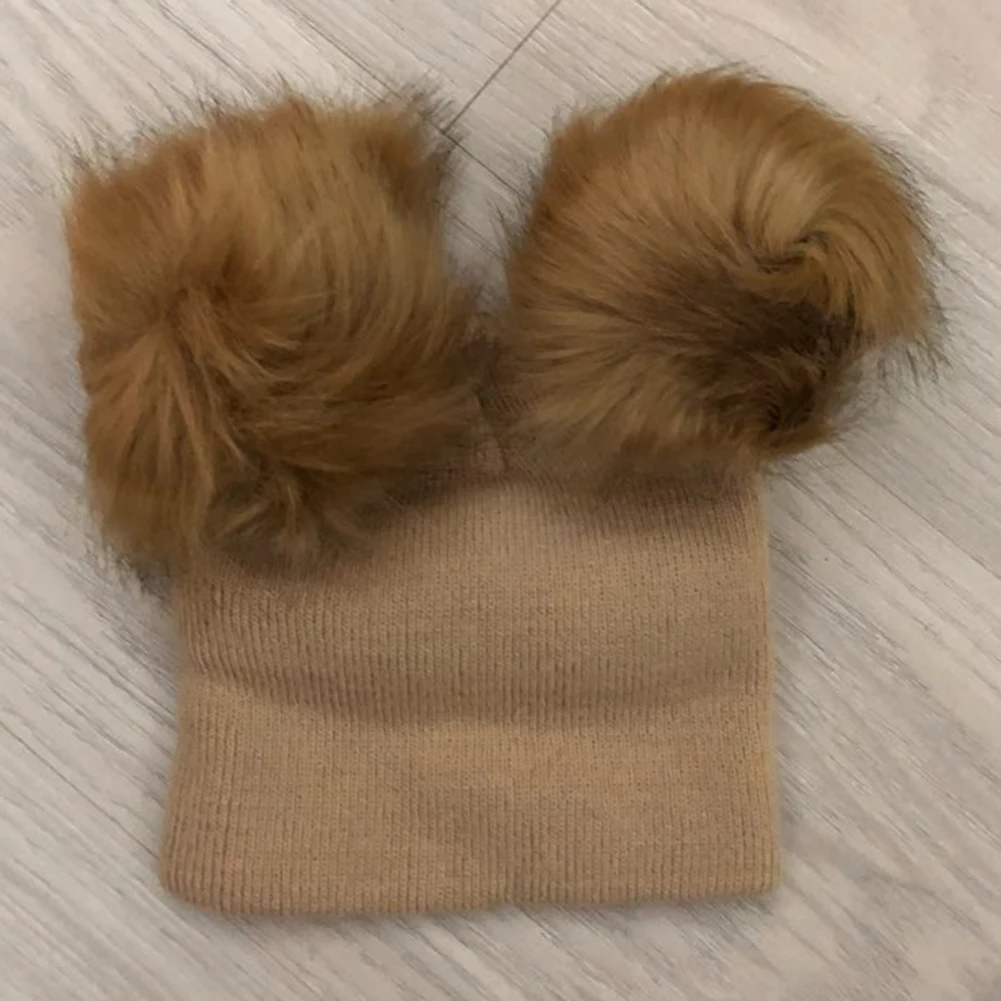 Children Hat Toddler Kids Baby Warm Winter Wool Hat Knit Beanie Fur Pom