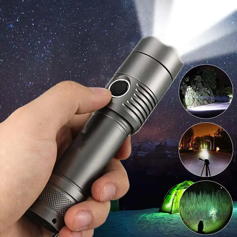 

Magnetic zoomable Worklight 500000lm Smuxi Portable Work Lamp t6 COB LED flashlight 2 modes Rechargeable waterproof use 18650