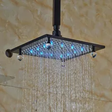 Ceiling Mounted Crystal Style 8 Square Rain Shower Head Top Shower Sprayer Shower Arm Oil Rubbed