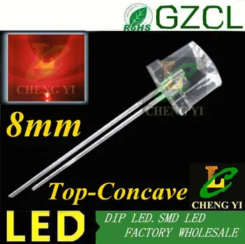 

Top Concave 8mm red led diode 620-625nm Dip led strip lighting 1.8-2.2V(wide view angle)