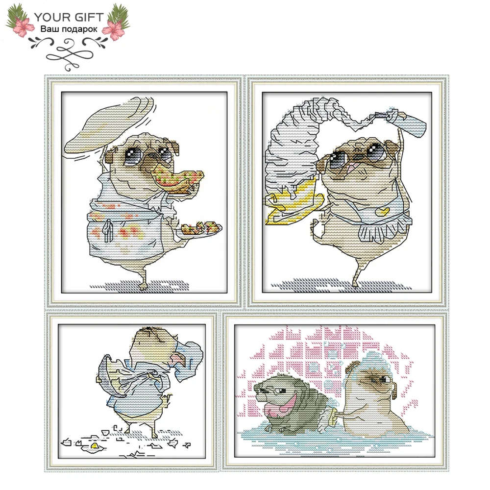 JS DA133 DA134 DA135 DA136 Counted and Stamped Busy Cook Uncontrolled Dessert Chef A Shy Scrub Teacher Needlepoint Cross Stitch | Дом и сад