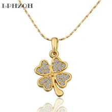 Фотография LPHZQH fashion delicate crystal lucky four leaf pendant necklace choker necklace women Collar charm accessory party jewelery 