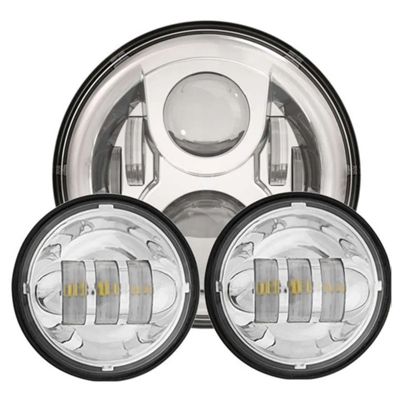 60 Вт 7 дюймов светодиодный налобный фонарь и 4," Хромированный задний противотуманный фонарь 7" светодиодный Монтажный кронштейн для фар для мотоцикла Harley Davidson - Цвет: 7 and 4 inch