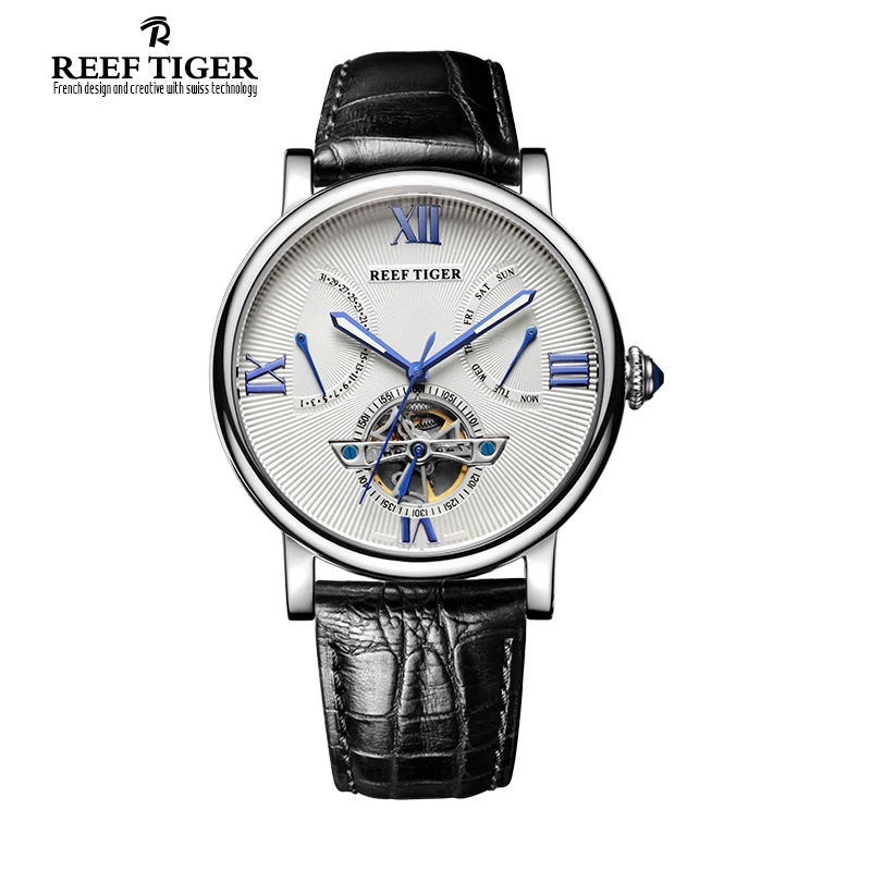

Reef Tiger 2019 Brand Tourbillon Designer Mechanical Watch Calfskin Leather Waterproof Watches Men Relogio Masculino RGA191