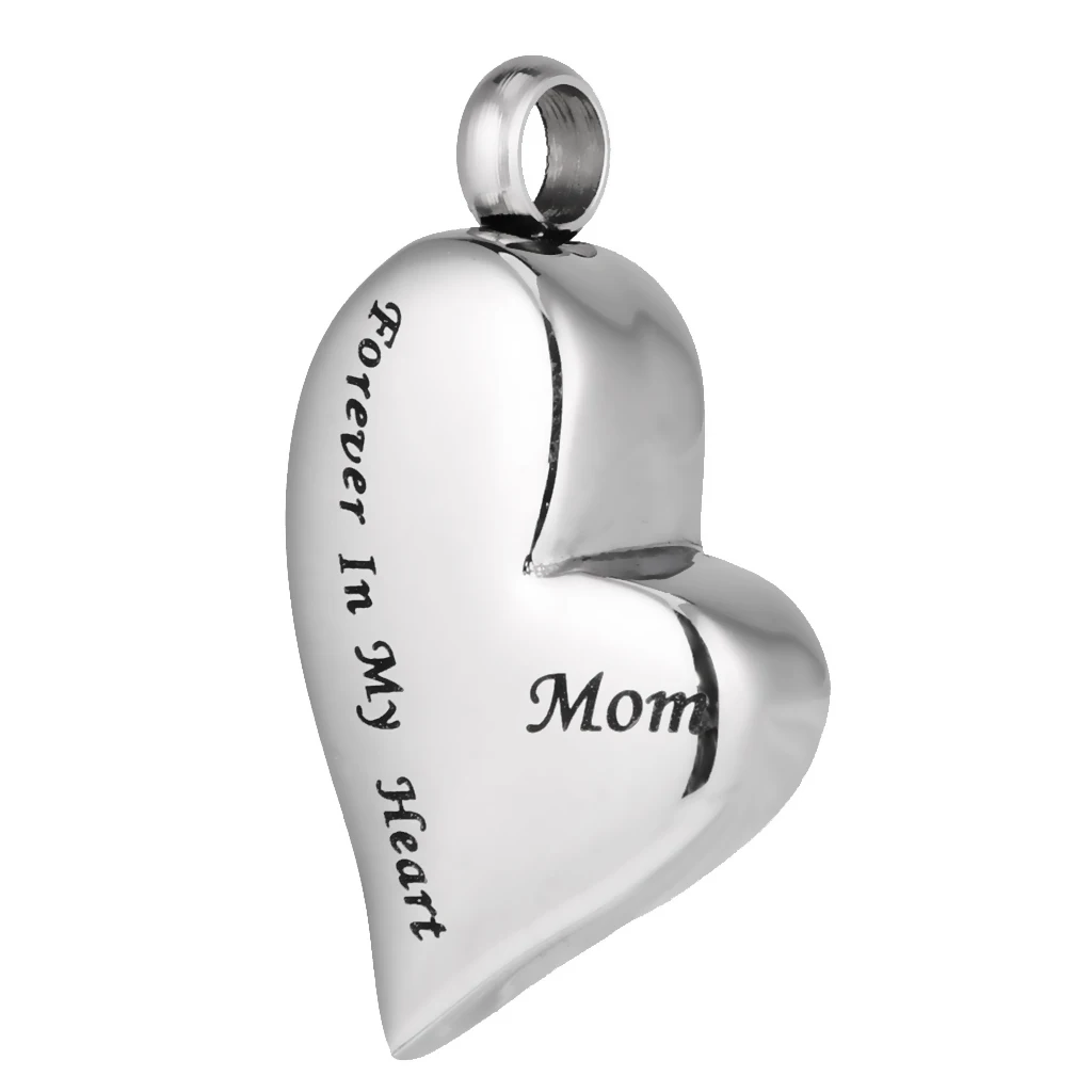 2 Pieces Stainless Steel Urn Cremation Pendant Mom / Dad Forever in My Heart