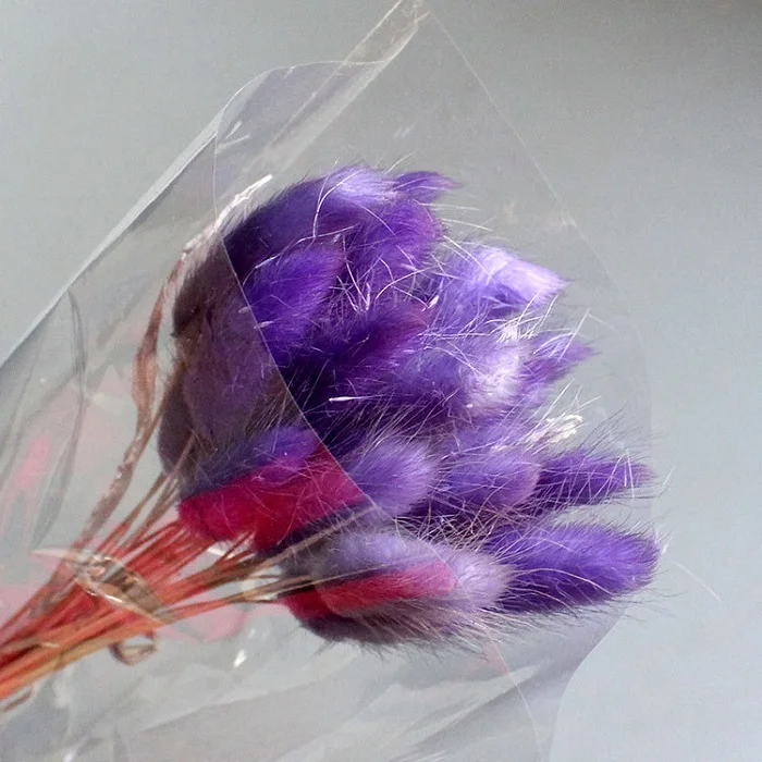 60 шт. 45 см сушеные натуральные цветы искусственные laguurus Ovatus букеты& Uraria Picta DIY Кролик хвост трава свадебное оформление букета - Цвет: Purple