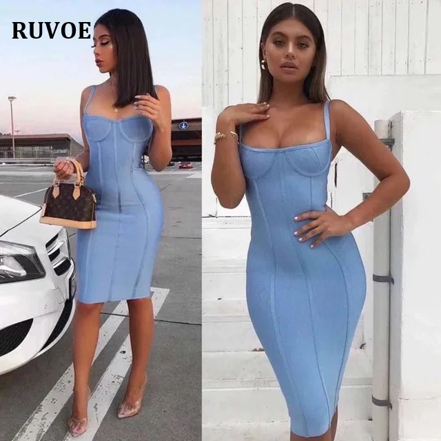 Light Blue Bodycon Midi Dress Online ...