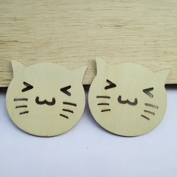 

56*53mm(20pcs/bag)brand new wood ecru cat head Wooden crafts Fit Family wedding decoration and Scrapbooking DIY accessories A179