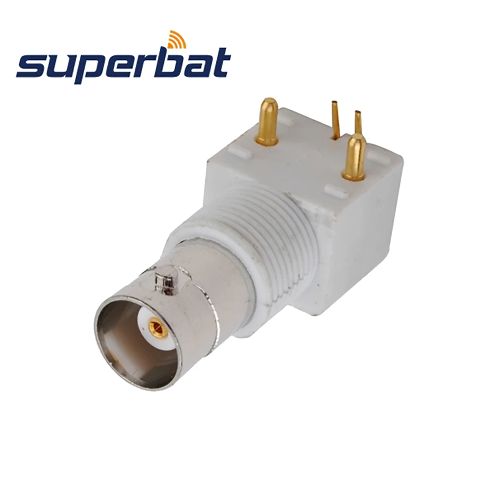 Superbat 10pcs BNC Commercial through hole Female Right Angle PCB Mount RF Coaxial Connector