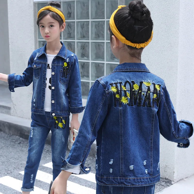 

2019 Spring Autumn Kids Clothing Set girls Denim Children Clothing Set Long Sleeve Kids Casual Sport Suit Girls Clothes Set