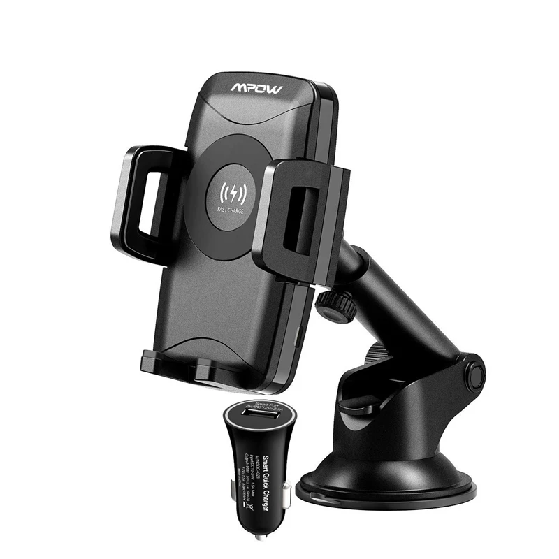 Mpow Qi Wireless Car Charger Mount Fast Charger Holder Washable Strong Dashboard Car Phone Mount Holder for iPhone X/8/8Plus    