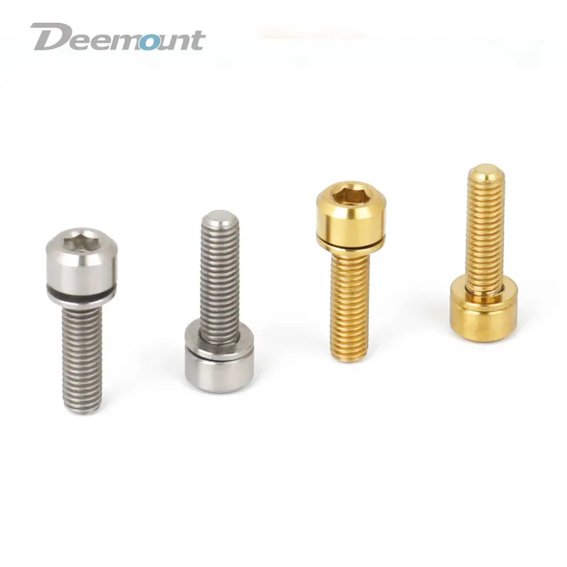 Deemount M5x20mm велосипедные болты для выноса руля с шестигранной головкой с шайбой MTB горный велосипед Ti TC4 винт цикл крепления запчасти 6 шт