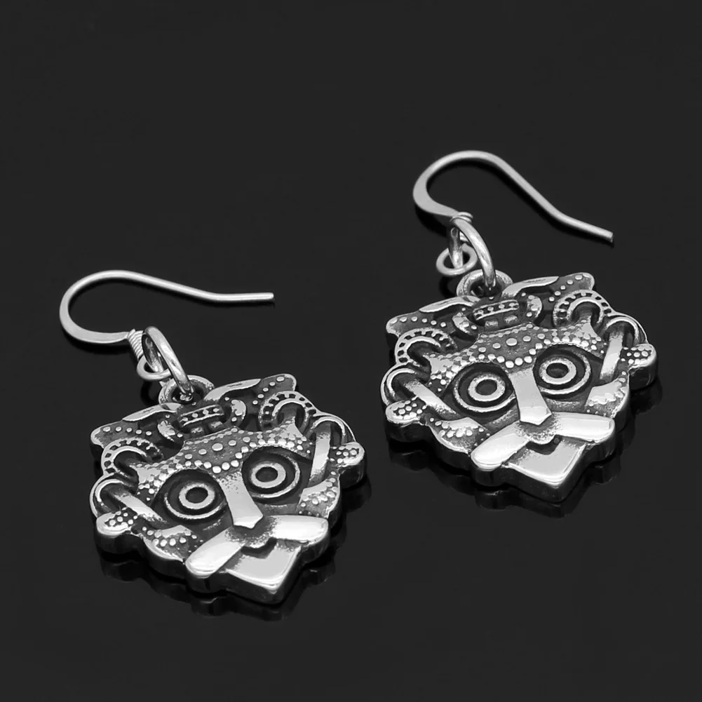 Скандинавский Викинг odin face amulet rune серьги из нержавеющей стали маленький размер с
