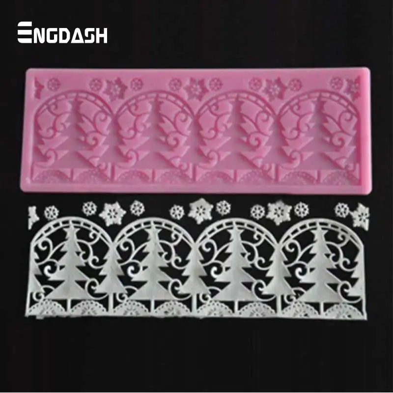 

ENGDASH 1pc 3D Silicone Christmas Tree Embossing Lace Mat Silicone Molds Christmas Cake Design Mold Chocolate Molds High Quality
