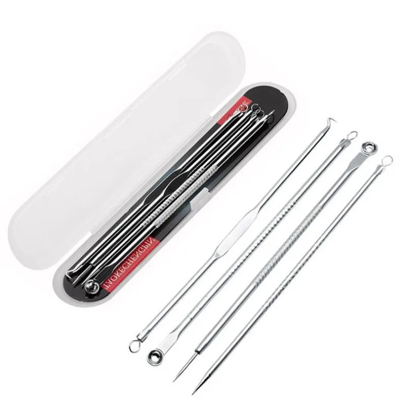 4pcs Comedone Extrator de cravo point noir Black Dots Remover Acne Blemish Cleaner Set Blackhead Pore Cleanser Face Skin Care