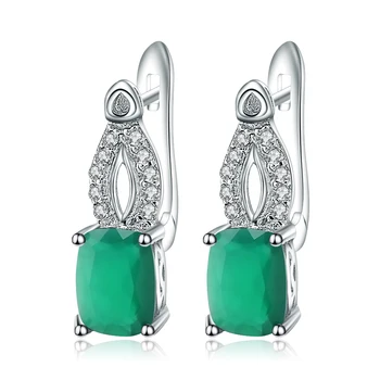 

Gem's Ballet 3.78Ct Natural Green Agate Gemstone Stud Earings For Women 925 Sterling Silver Classic Earrings Fine Jewelry