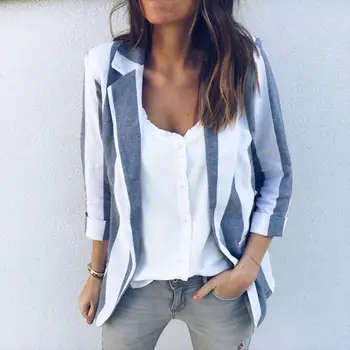 

Wholesale Stripe Print Women Jacket Ladies Long Sleeve Blazer Suit Office Casual Jacket Coat