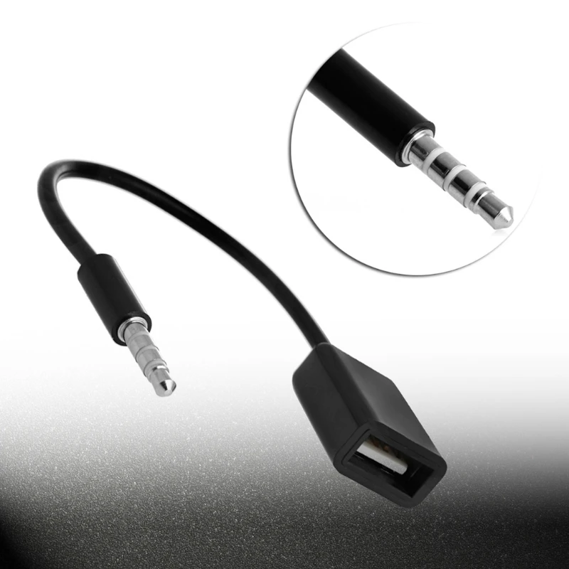 3,5 мм Мужской аудиоразъем AUX к USB 2,0 Женский кабель Шнур Fr Автомобильный MP3