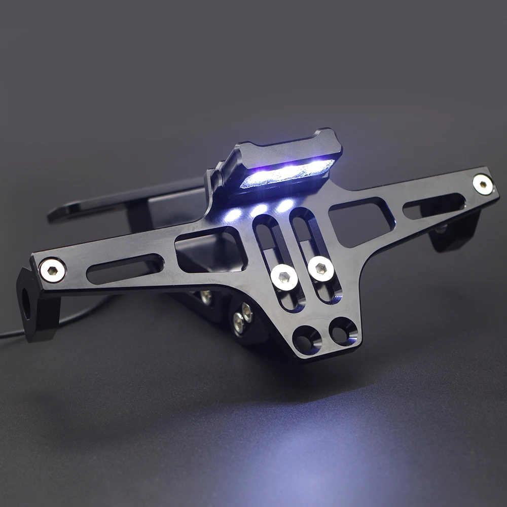 

Motorcycle License Plate Bracket CNC Aluminum Mount Frame w/h LED White Light for HONDA AFRICA TWIN NC750X CB650 XR650L 2018
