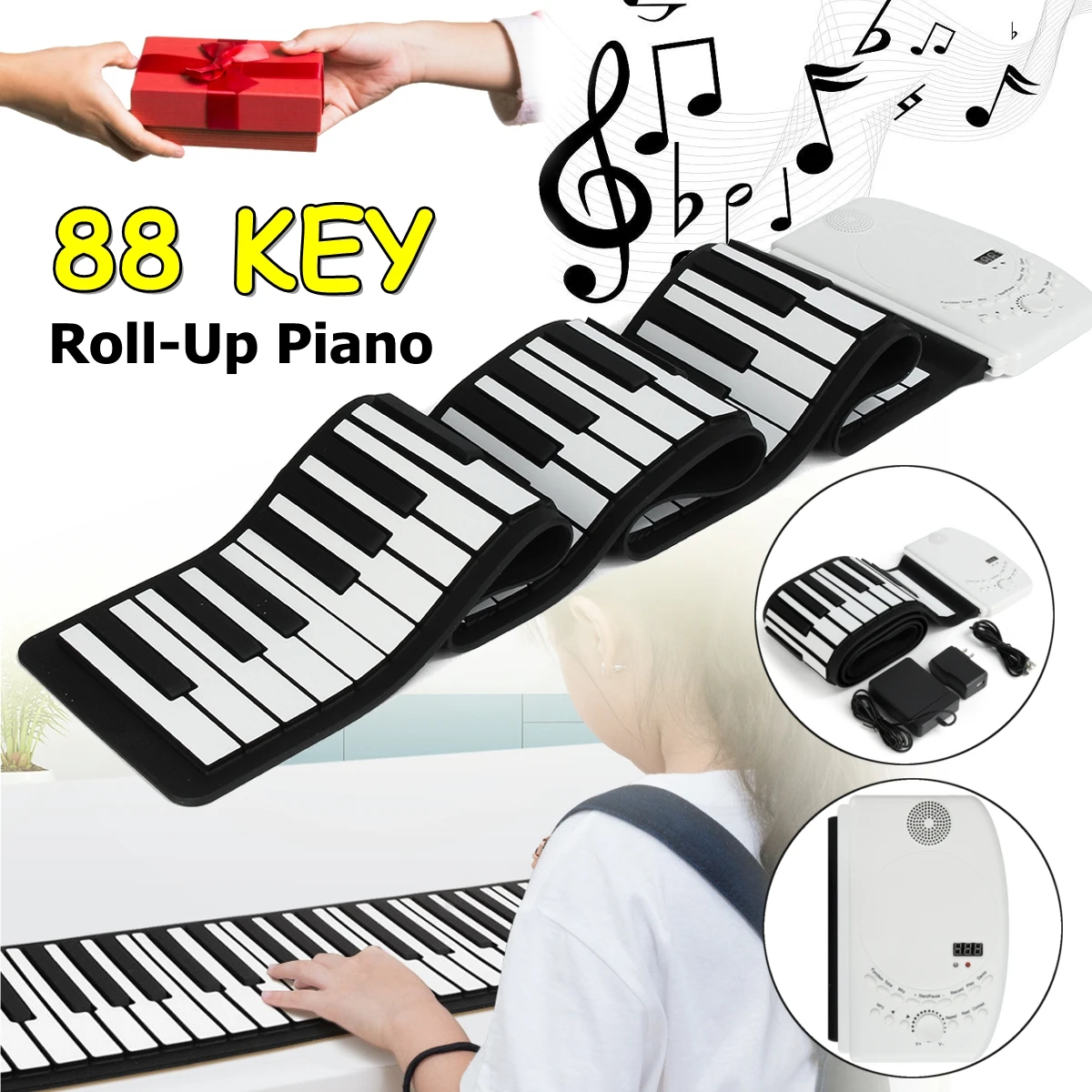 

SENRHY 88 Keys Flexible Foldable Piano Portable Electric Digital Roll up Keyboard Piano For Musical Instruments Lover Presents