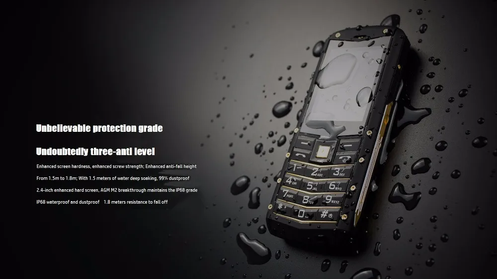 AGM M2 русская клавиатура сотового телефона 2.4 &quotэкран IP68 водонепроницаемый