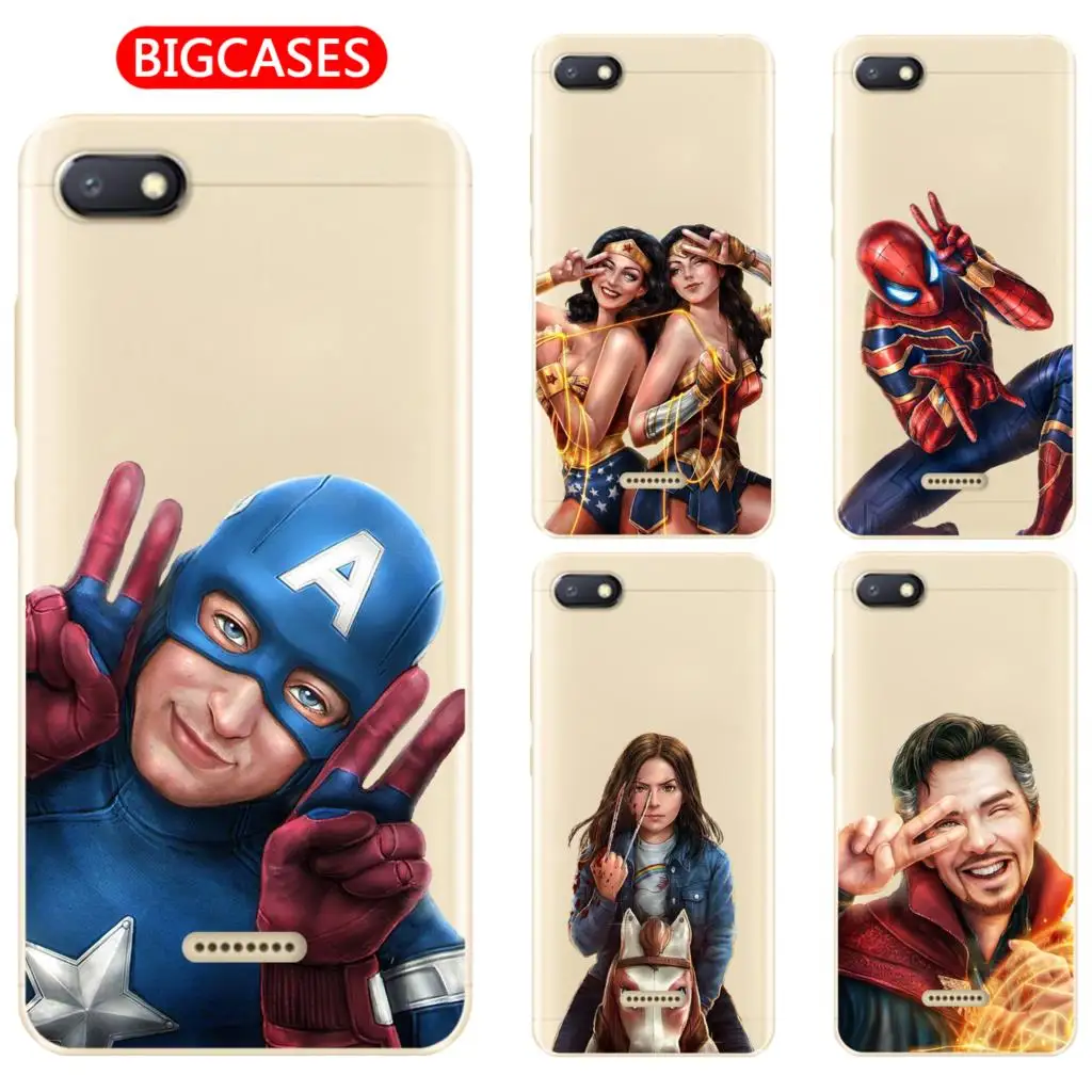 For Xiaomi Redmi 6A Case Cover 5.45&quot Soft TPU Silicone Cool Wonder Woman Spiderman Iron Man Hulk Marvel Hero Painted Phone |
