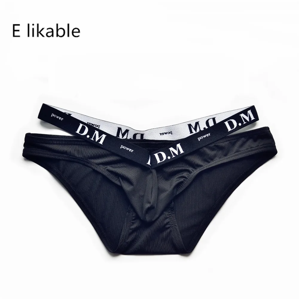 

E likable2018 youth fashion personality men's underwear comfortable breathable low waist sexy solid color polyester briefs