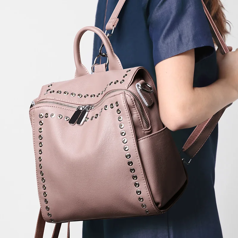 

Pu Leather Soft Small Backpack Revit School Travel Bolsa Feminina Shoulder Bag Casual 2018 New Teenage Girl Backpacks