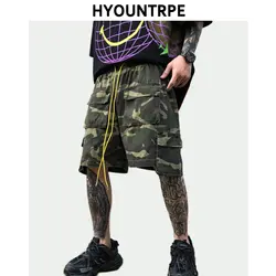 Мужские камуфляжные в стиле «хип-хоп» и шорты шить накладные карманы шорты Повседневное эластичная кулиска на талии спортивная Уличная