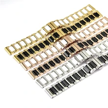 6 цветов Мода 14/16/18/20/22 мм керамический ремешок часов мягкая гладкая Керамика заполнить мульти-дизайн соединитель из нержавеющей стали общие группы