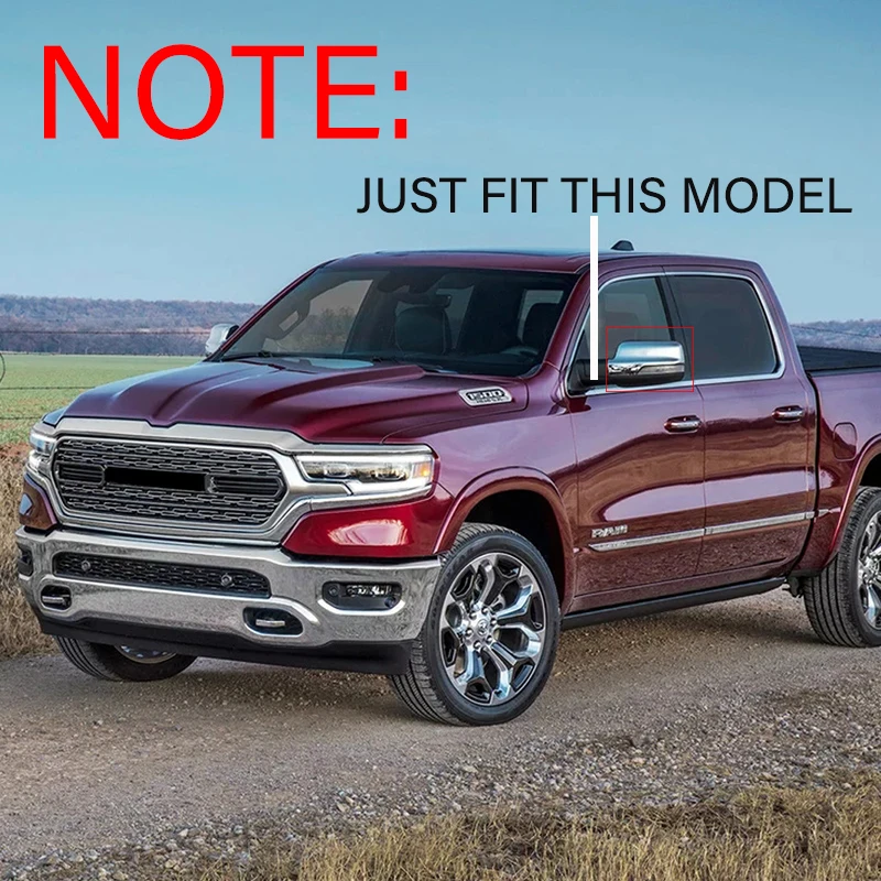 

Loyalty for Dodge Ram 2019 Side Rear mirror Cover Shelter Rain Rear-View Side Mirror Trim chrome ABS W/Turn Signal Car Styling