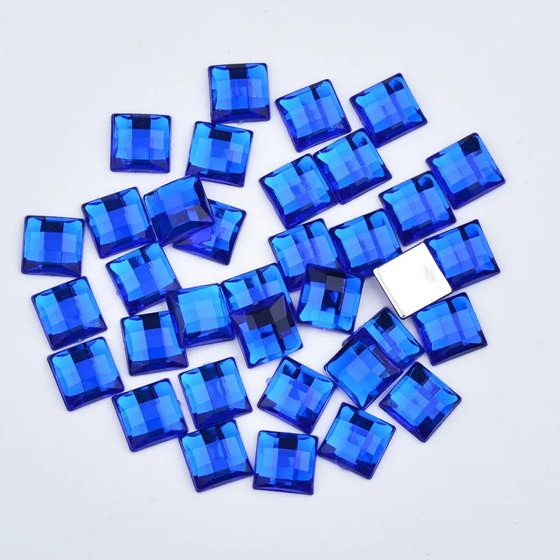 JUNAO 10 12 14 16 мм темно-синие хрустальные квадратные стразы, акриловые камни, не швейная аппликация из страз с плоской задней частью, драгоценные камни для рукоделия - Цвет: Dark Blue