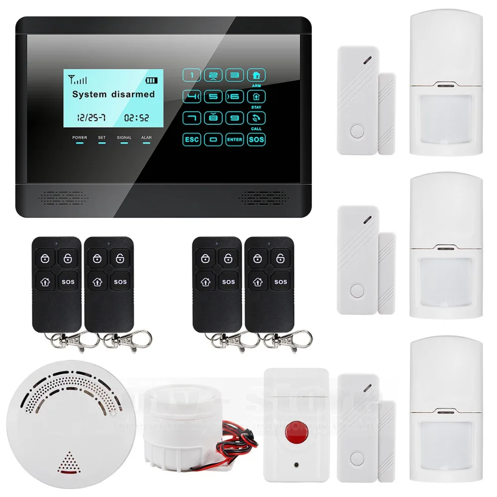 

DIYSECUR 433 GSM MHz SMS wireless sensor home alarm system LCD screen home intruder voice 850 / 900 / 1800 / 1900MHz