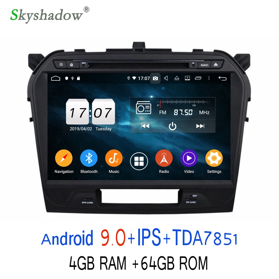 2din ips Android 9,0 для SUZUKI Vitara Octa Core 64G rom автомобильный dvd-плеер gps ГЛОНАСС RDS радио wifi Bluetooth камера ТВ