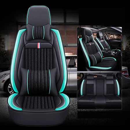 Передний+ задний) ледяной шелк 5 чехлы для сидений автомобиля для bmw g30 e30 e34 e36 e39 e46 e60 e90 f10 f15 f20 f30 g30 x1 e84 x5 e53 e70 e87 x3 - Название цвета: Black blue Luxury