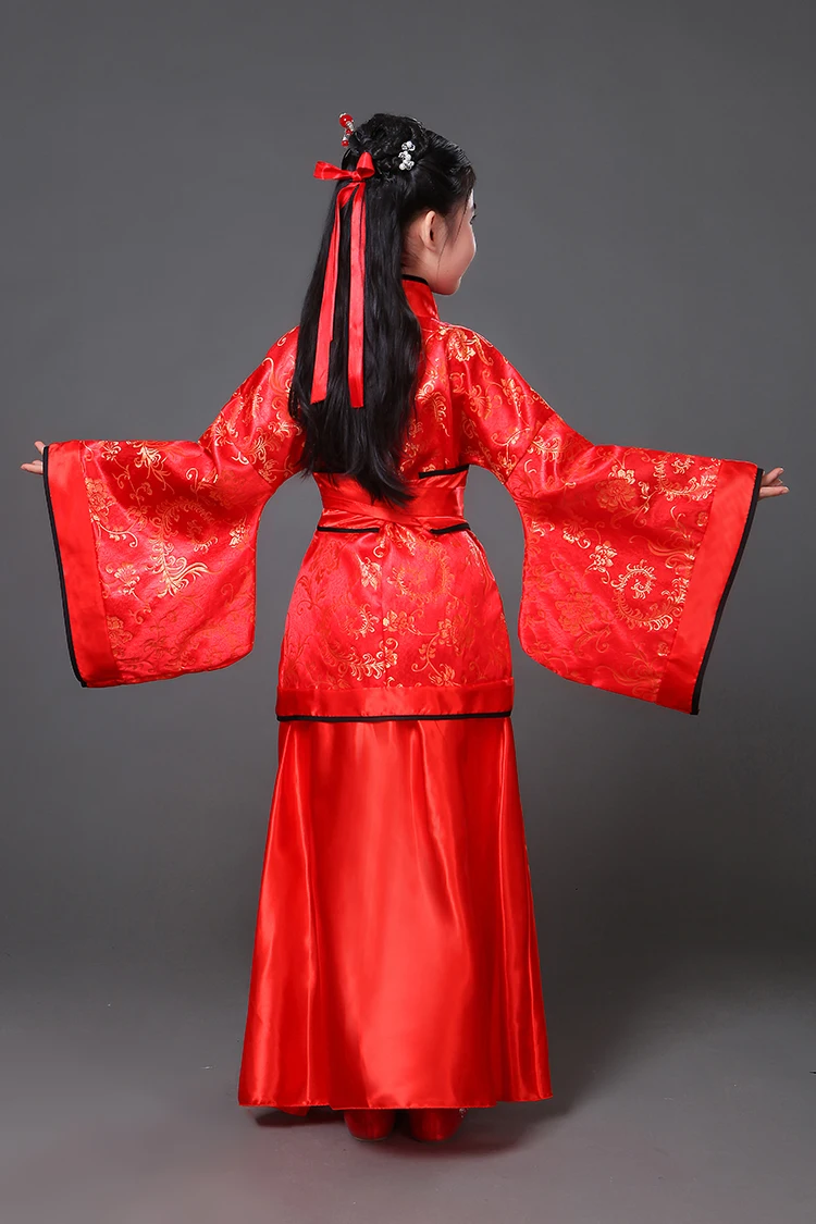 Платье красного цвета для девочек Hanfu в китайском национальном стиле ...